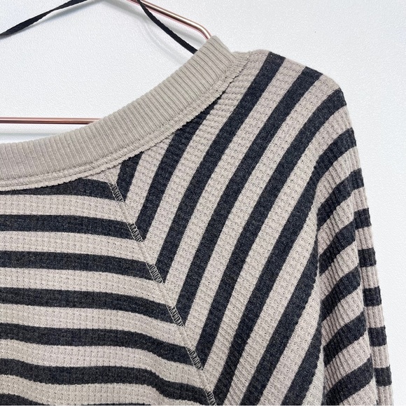free people | love bug striped thermal dolman sleeve tan grey s - Picture 7 of 10